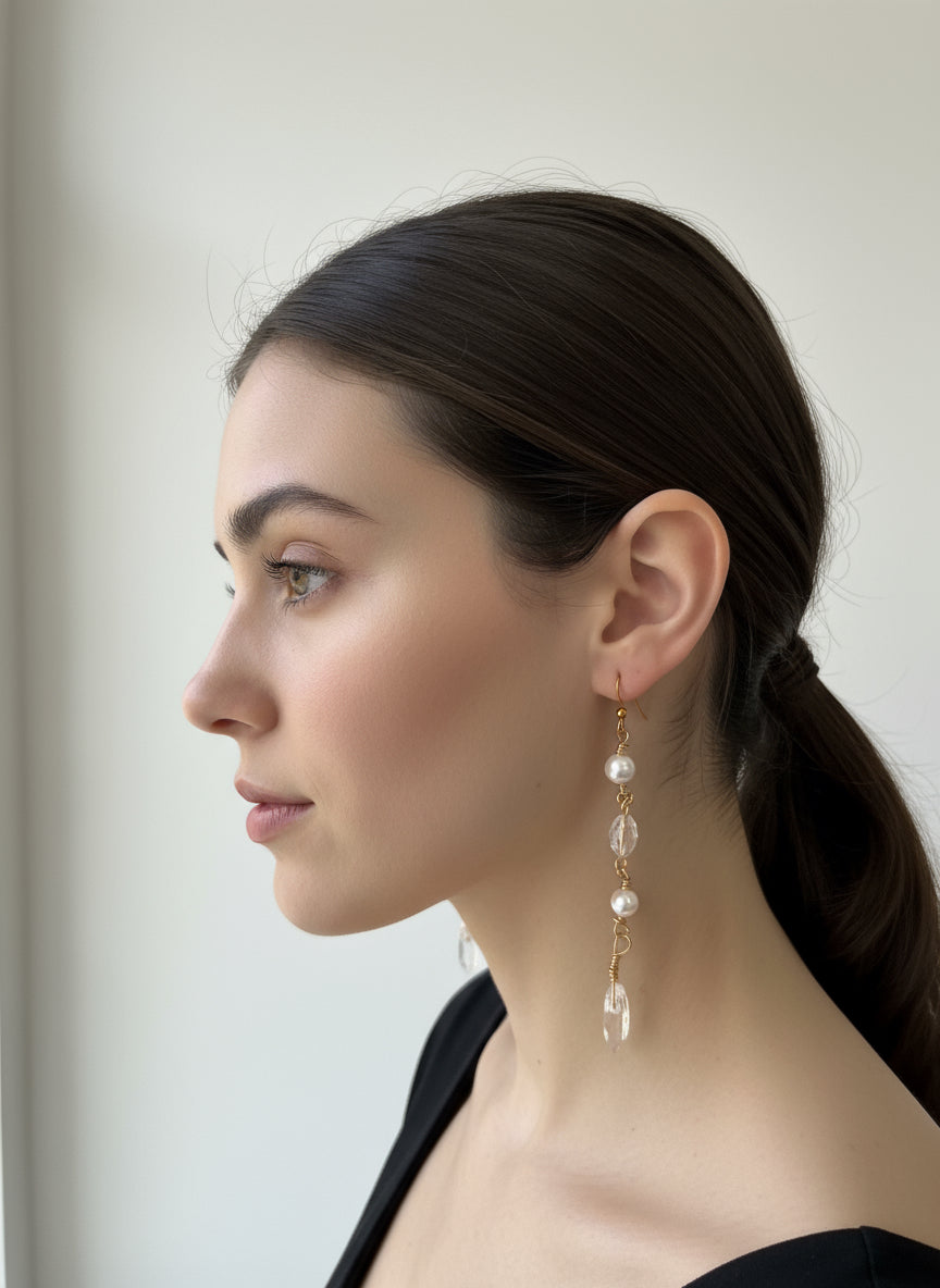 Feyre Starfall Earrings – Pearl & Crystal Inspired Design Limited Edition