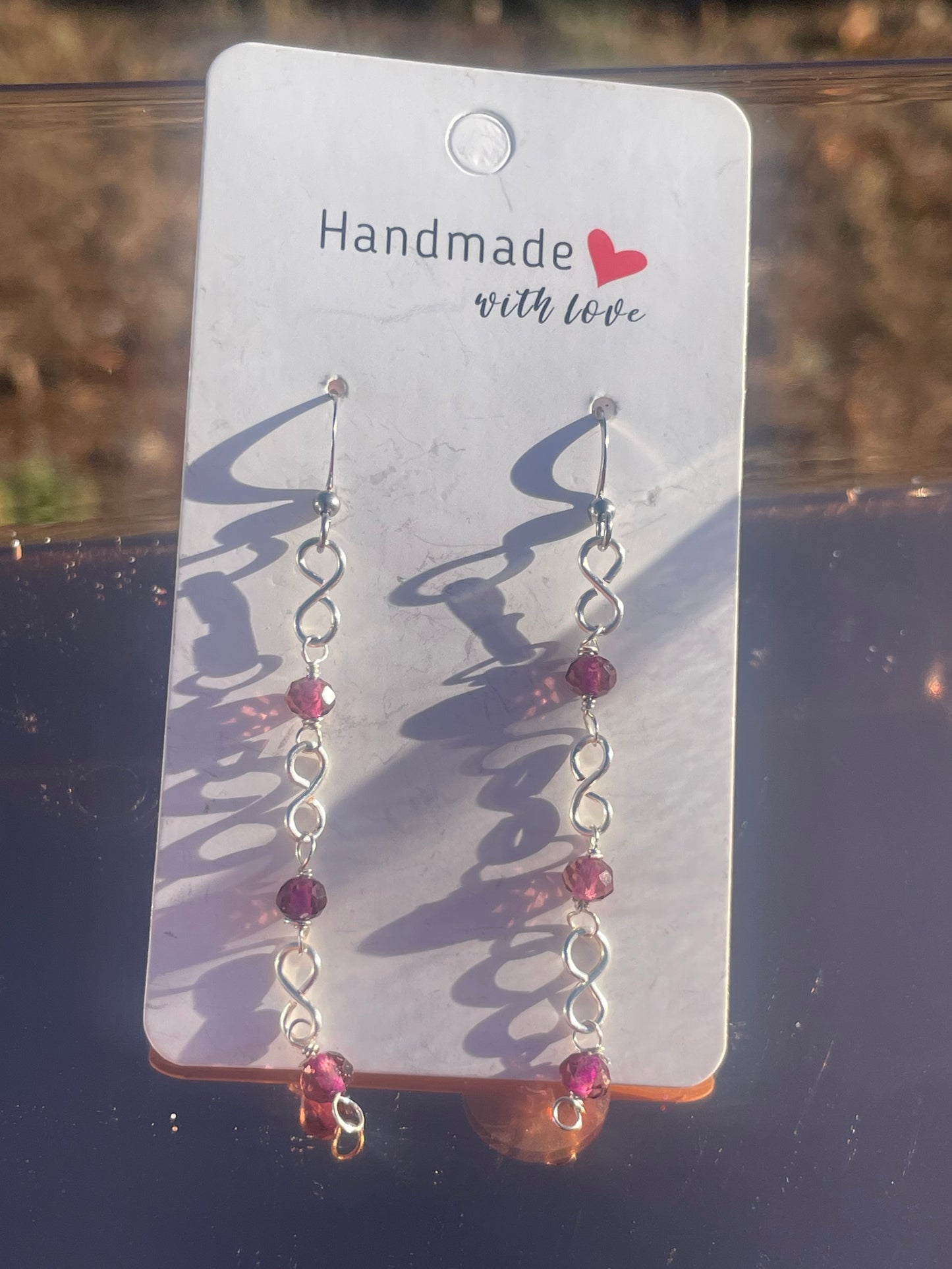 Infinity link beaded dangle earrings