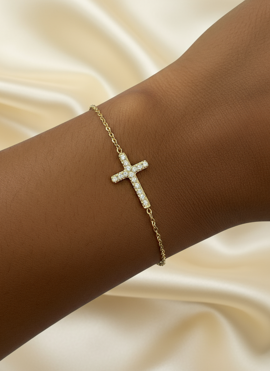 John 3:16 Cross Bracelet – 18K Gold Plated Stainless Steel