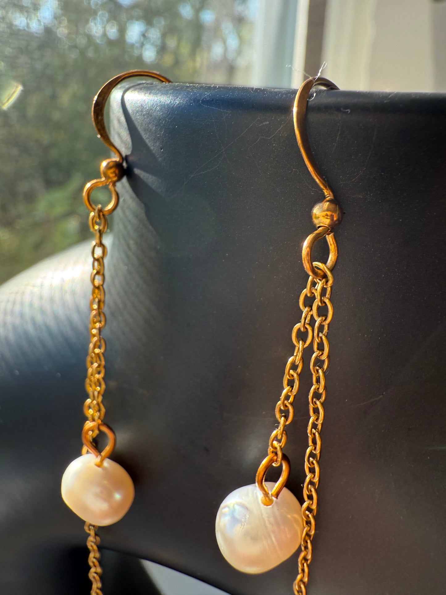 Layla  fresh water pear 18k gold plated stainless steel earrings