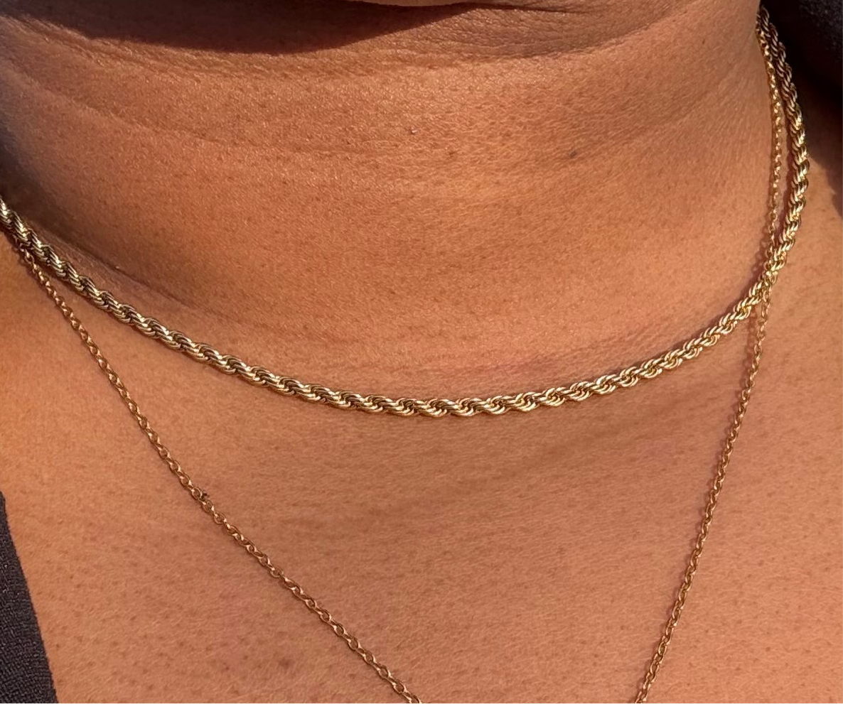 Carrie 18K Gold PVD Stainless Steel Rope Chain Necklace