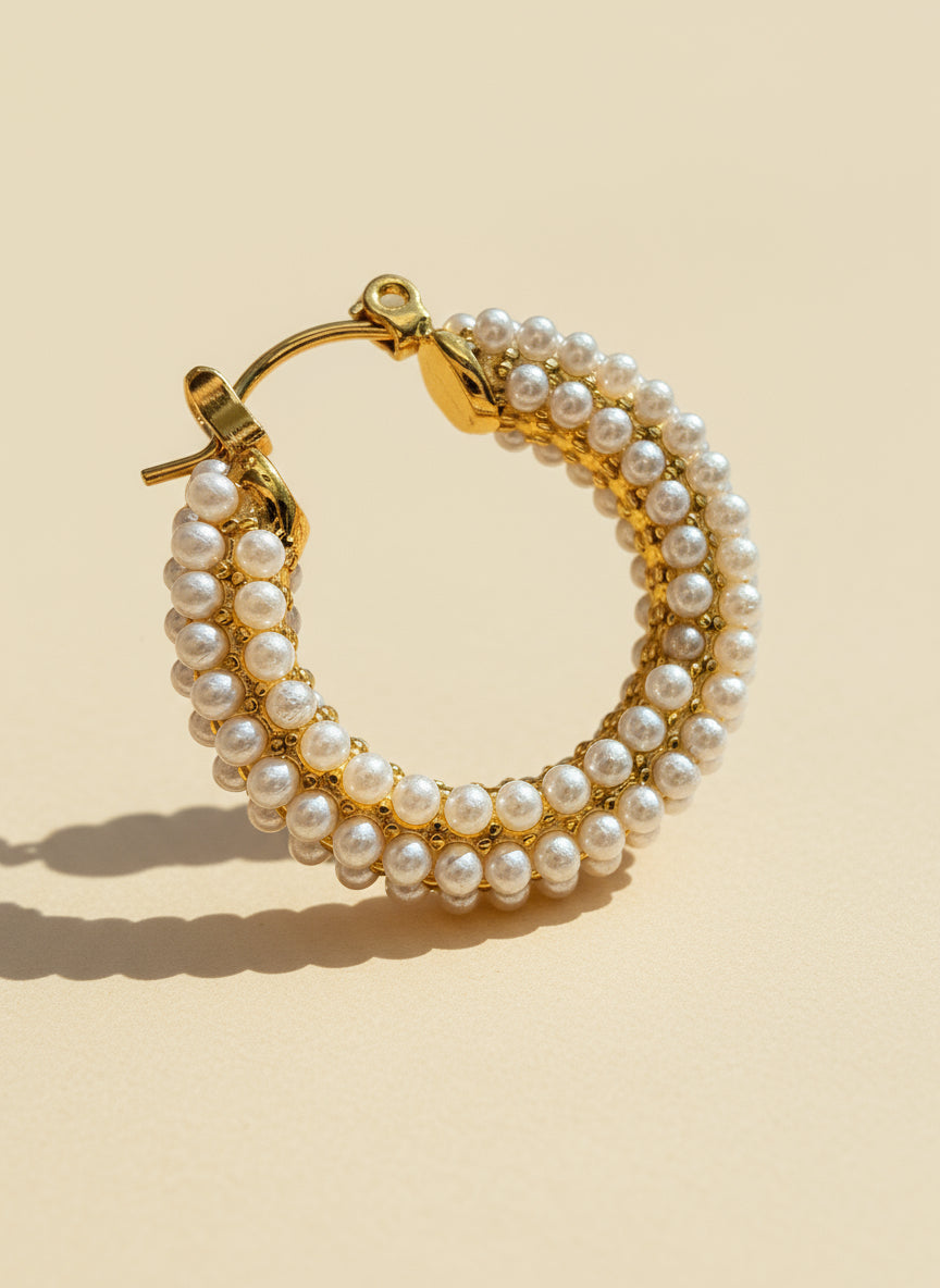 Mae Pearl 18k Gold plated stainless steel hoop earrings