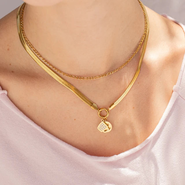 Herringbone Charm Holder Necklace