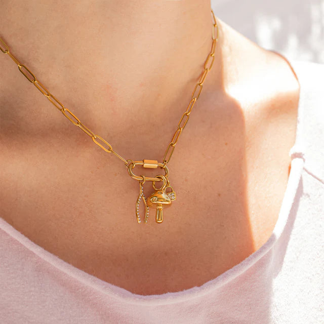 Paperclip Carabiner Charm Holder Necklace