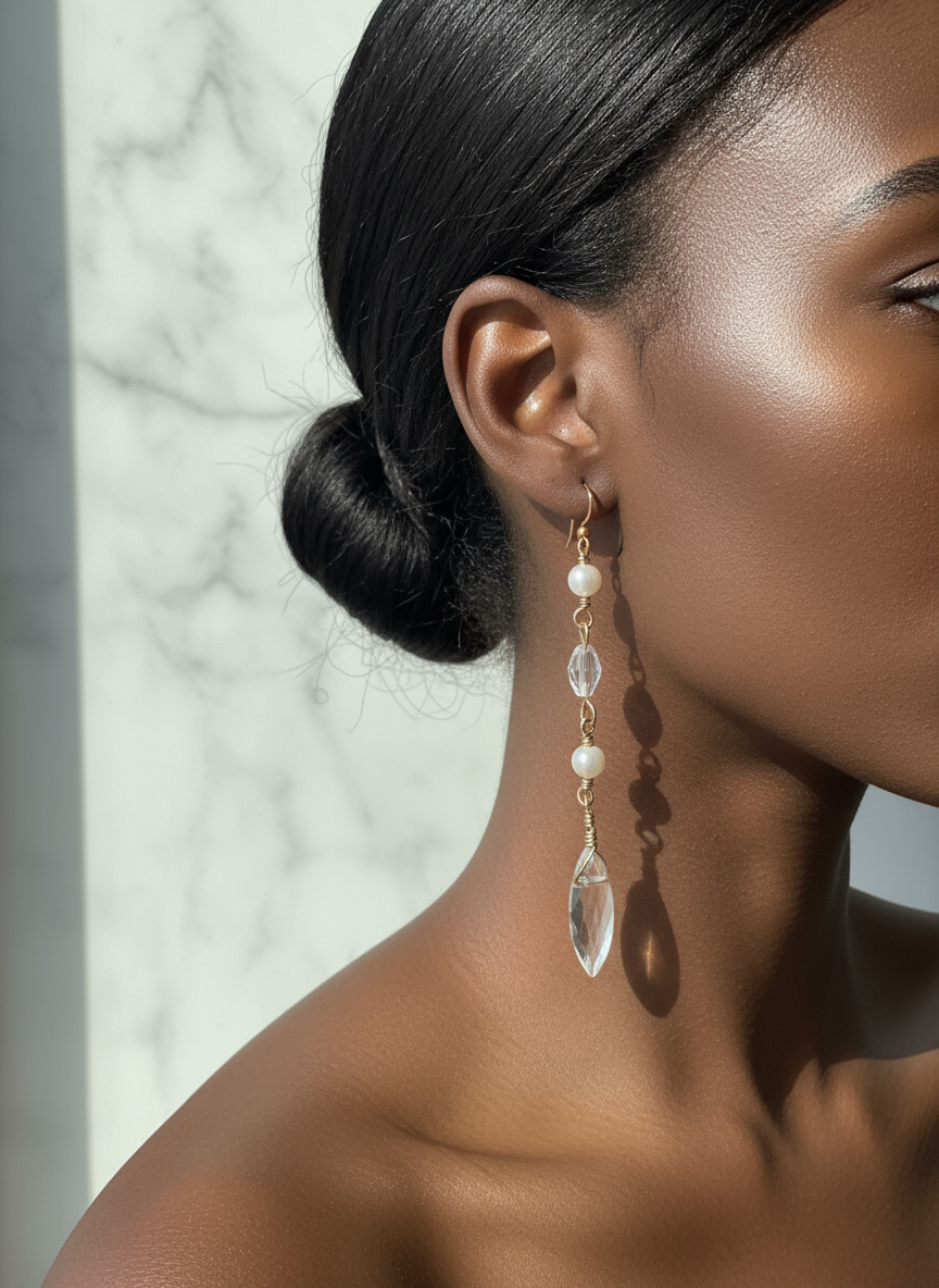 Feyre Starfall Earrings – Pearl & Crystal Inspired Design Limited Edition