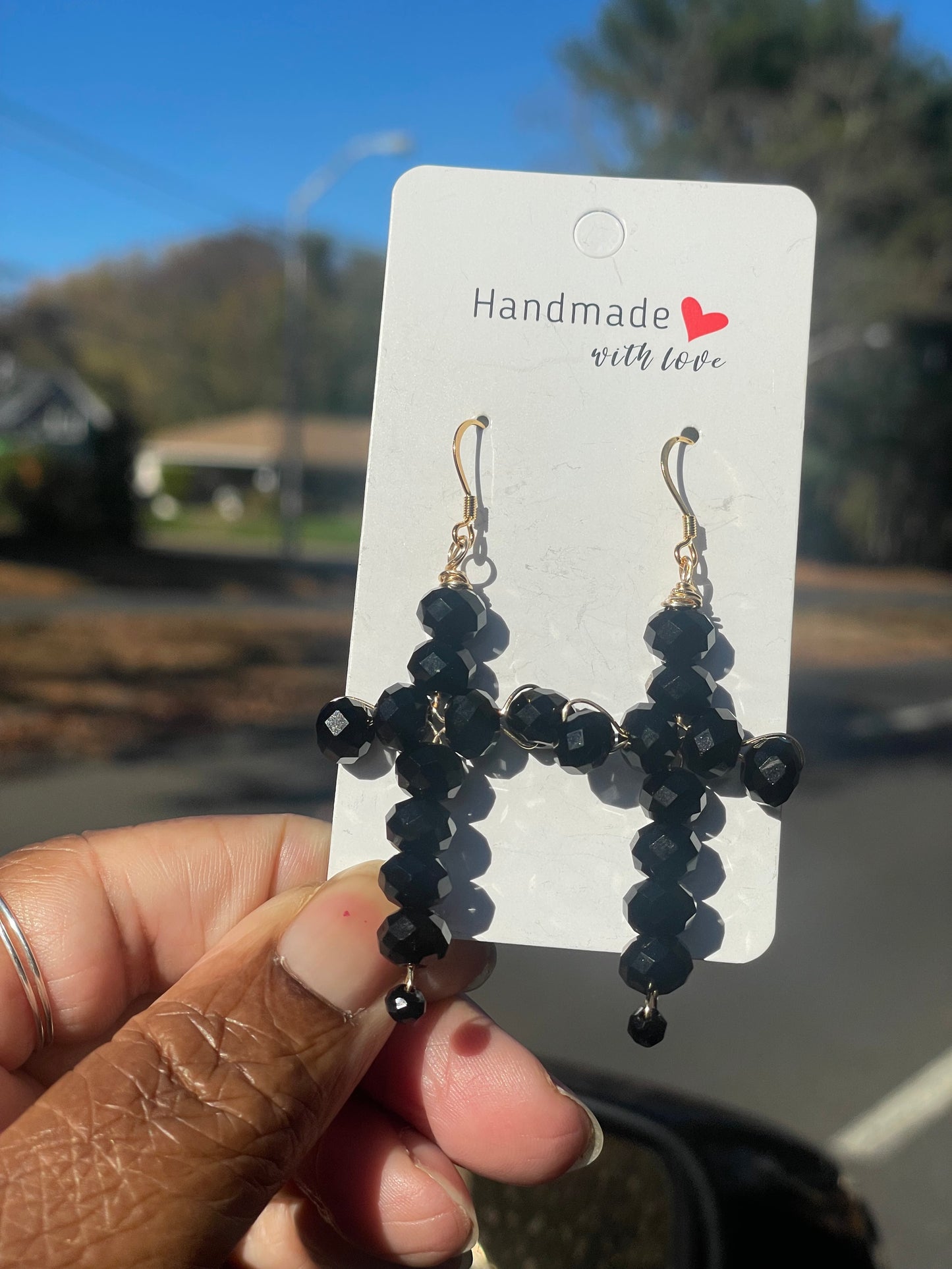 Cross Beaded Dangle earrings