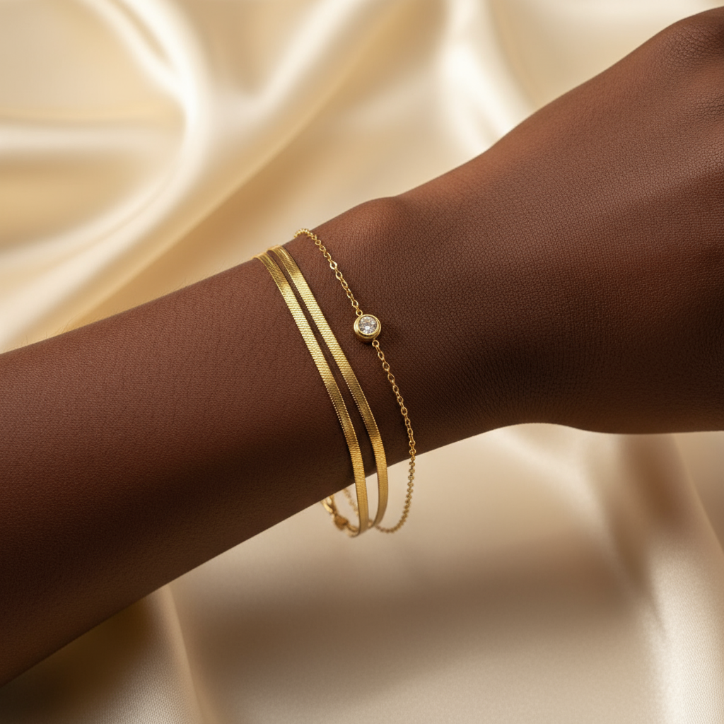 Diana Double Chain Bracelet – 18K Gold Plated Stainless Steel