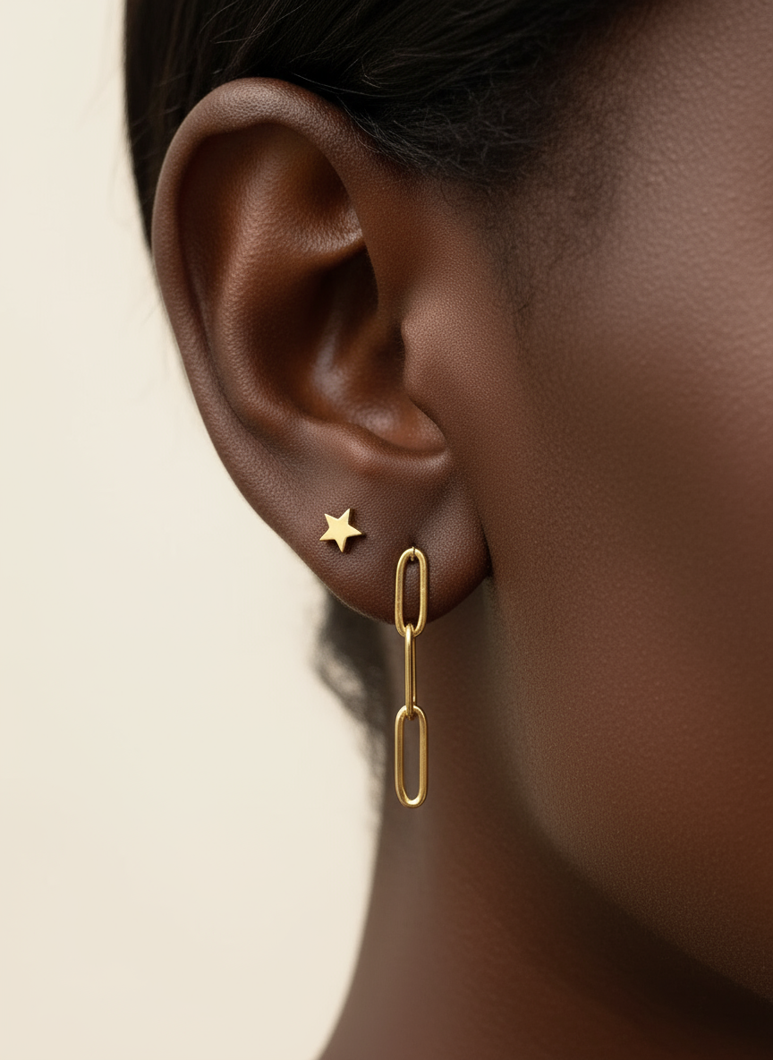 Jayla 18K Gold PVD Stainless Steel Paperclip Earrings