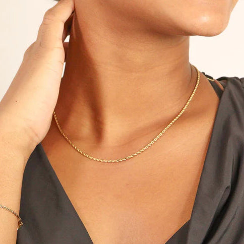 Carrie 18K Gold PVD Stainless Steel Rope Chain Necklace