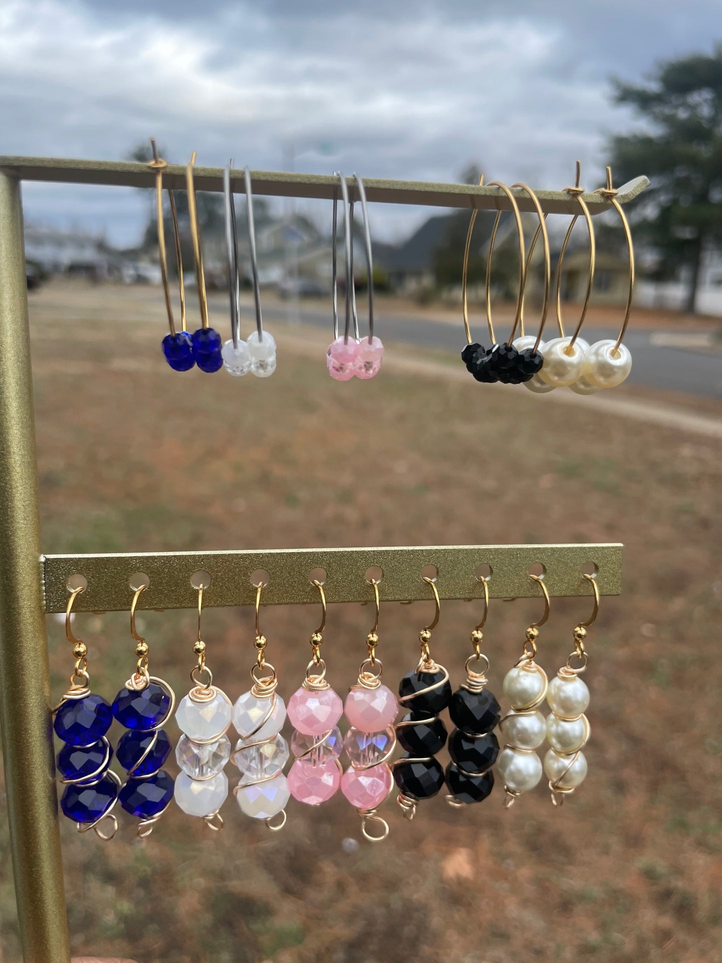 Beaded dainty hoops