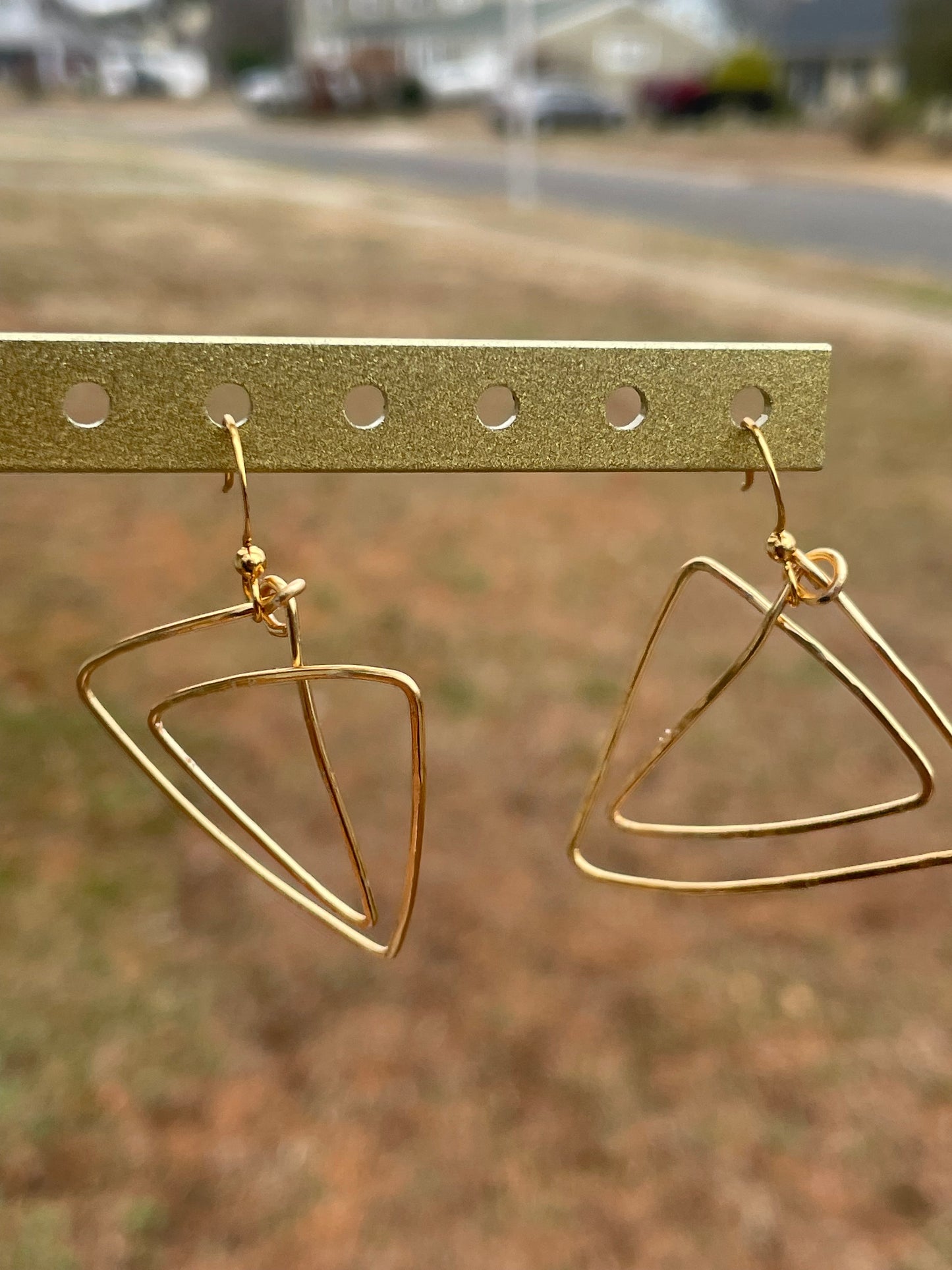 Double Triangle dangle earrings