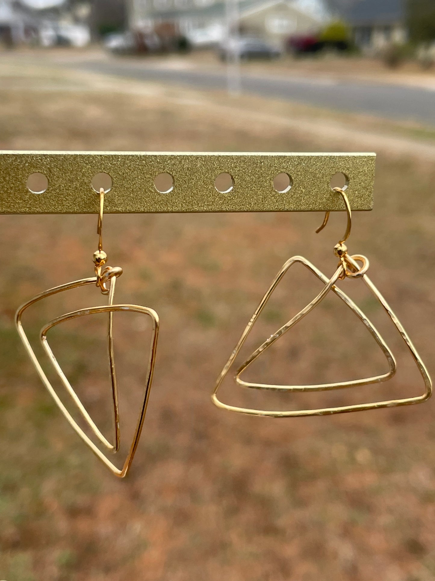 Double Triangle dangle earrings