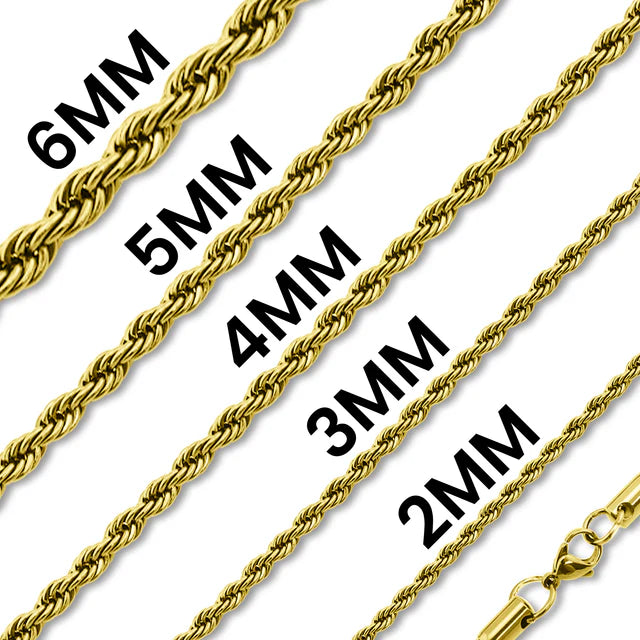 Carrie 18K Gold PVD Stainless Steel Rope Chain Necklace